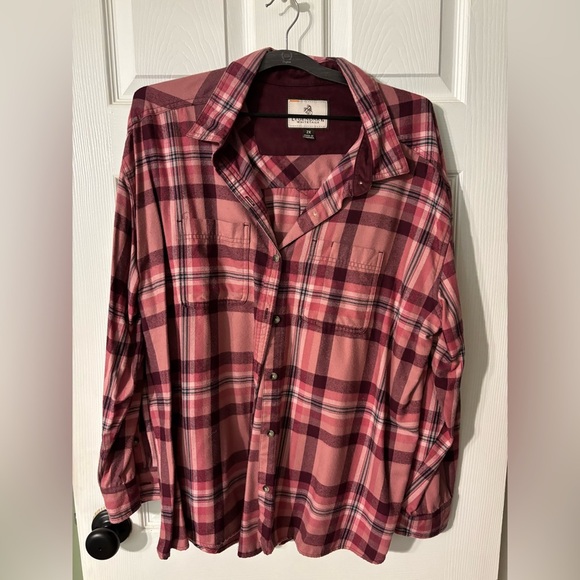 Legendary Whitetails Tops - Legendary Whitetails Women’s Plaid Button Down Shirt in Red and Pink